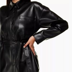 Aritzia belted vegan leather shacket